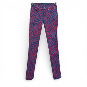 Y2K Era Punk/Goth Tripp NYC Vibrant Blue & Pink Zebra Print Pants 24” Waist (0)
